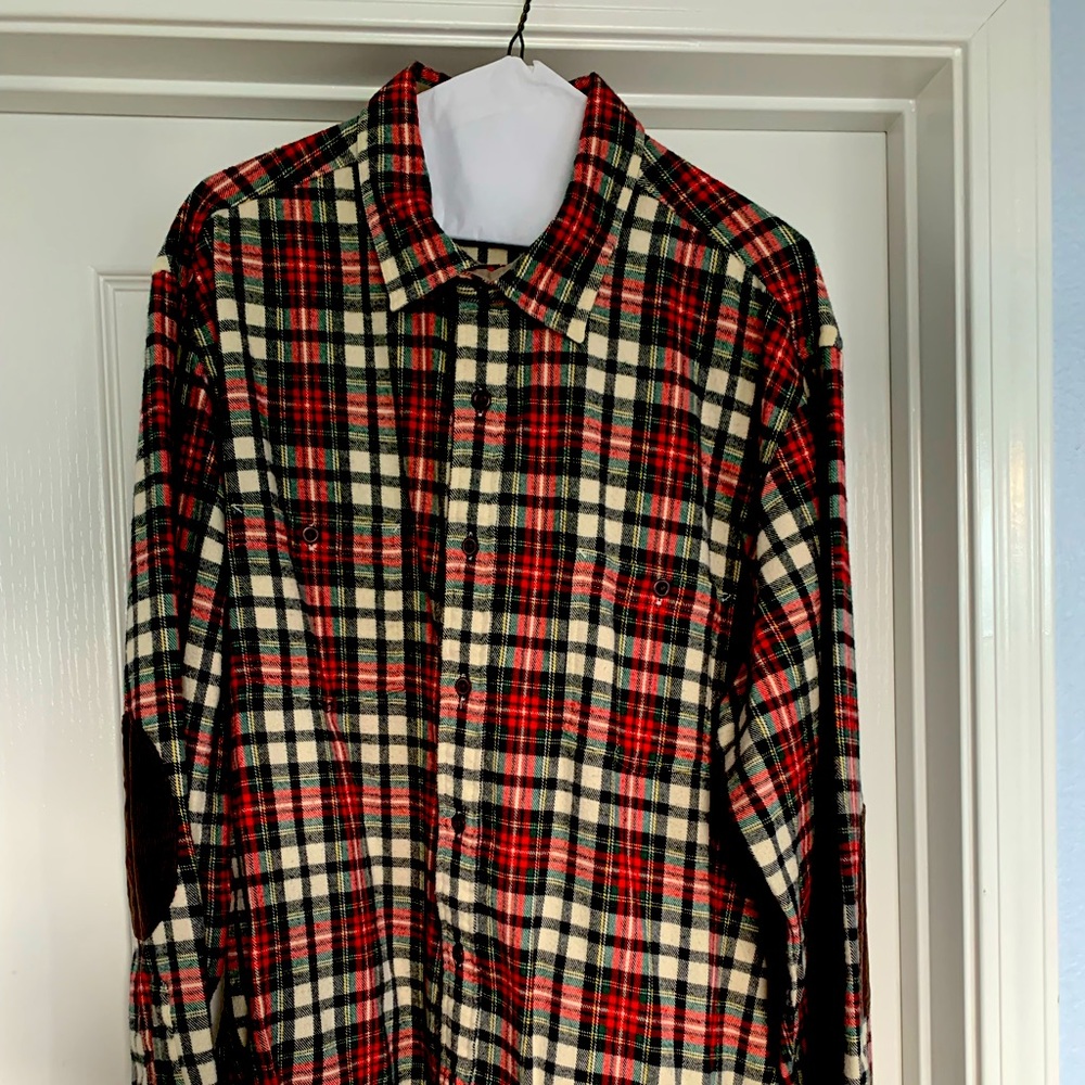 Guideboat Flannel Tartan Shirt with elbow patches